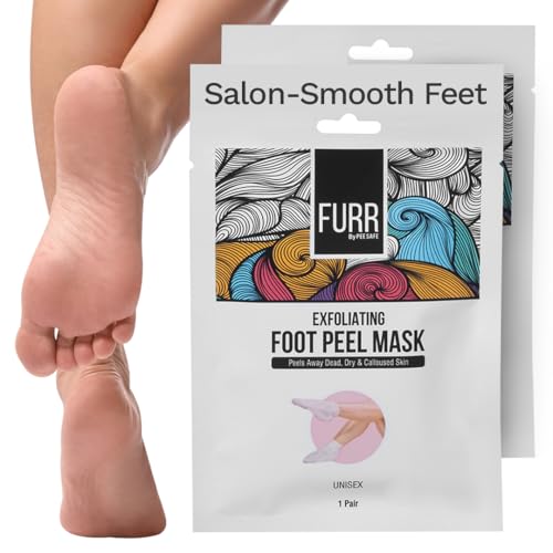 Image of FURR Peeling & Exfoliating Foot Mask | Reduces Dry Skin & Hard Calluses | Exfoliates, Moisturizes & Hydrates Feet | Nourishing Foot Mask | Fits like Socks | For Soft & Smooth Skin | Unisex (Pack of 2)