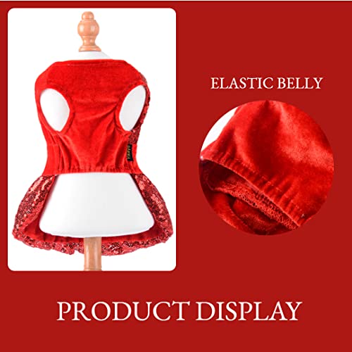 Dog Mother's Day Sequins Puppy Clothes Costumes Outfits For Small Dogs Girl Winter Female Dog Clothes (Small, Red) #TOP5