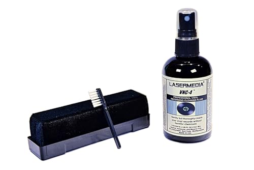 Vinyl Record Cleaning Brush Wet or Dry System with Stylus Brush, and 4 OZ VNC-4 Record Cleaning Fluid by Lasermedia for Reducing Record Wear and Noise Extending Your Record's Life and Sound