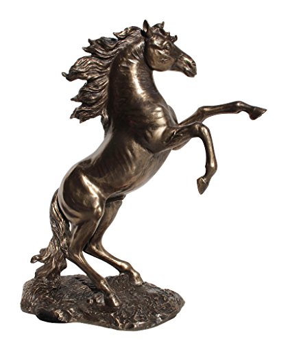 Us 12.38 Inch Rearing Stallion Cold Cast Statue Figurine, Bronze Color #TOP1