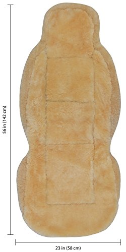 Image of Eurow Australian Merino Sheepskin Car Seat Cover, Plush Universal Fit for Most Vehicles, Summer Cool & Winter Warm, Side Airbag Safe, Easy Installation, 56 x 23 Inches, Single Seat, Beige