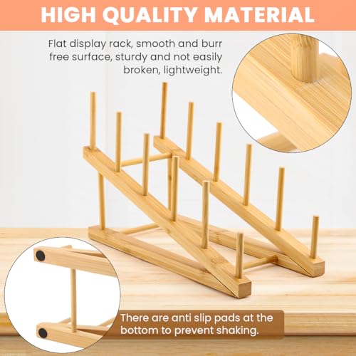 Trenqular 3pcs Wooden Dish Rack Plate Stands for Display Wood Plate Holders Bamboo Dish Drying Rack Stand Kitchen Cabinet Organizer(Color:Wood) by Trenqular - Used condition - Image 4