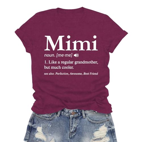 LuxLass Mimi Shirt for Women Funny Grandma Definition Tee Top Cool T-Shirt for Grandma Purple
