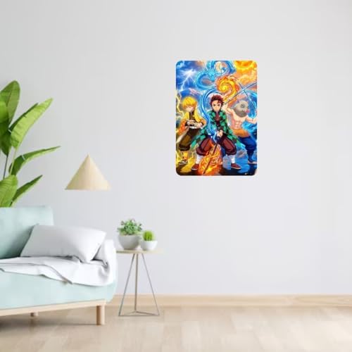 Image of Zesta Bathroom Decor Items Washroom Decor Tin Sign | Aesthetic Posters Wall Poster for Bedroom | Magnetic Cafe Decoration Items / Restaurant Decorations Items | Quirky Home Decor Bar Accent (Demon Slayer (3))