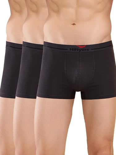Image of HiFlyers Men's Cotton Spandex Odour-Free, Long Lasting Comfort, All Day Fresh and Confidence Dark Knight Collection Solid Trunks