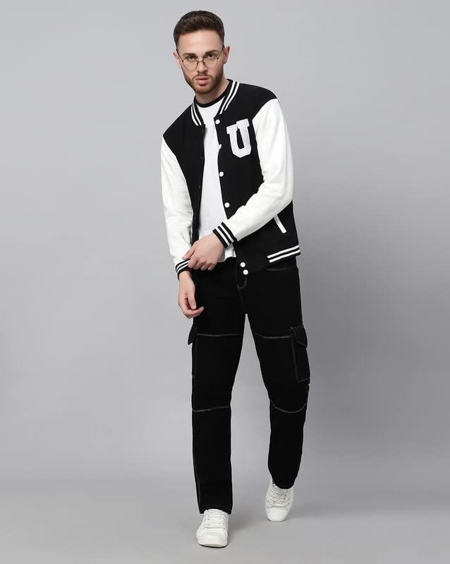 Image of BE SAVAGE Men's Cotton Blend Standard Length Varsity Jacket