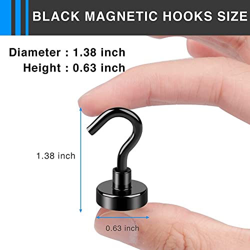 image for LOVIMAG Magnetic Hooks，30Lbs Black Magnet Hooks for Cruise Cabin, Ma