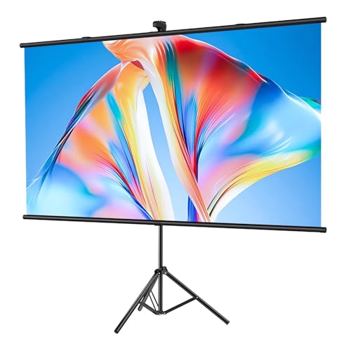 Pantalla de proyector de 60/72/84 pulgadas con soporte, ganancia 3.0 de metal antirreflejos 16:9, pantalla de proyección de película portátil 4K HD y trípode para interiores y exteriores (72 pulgadas)