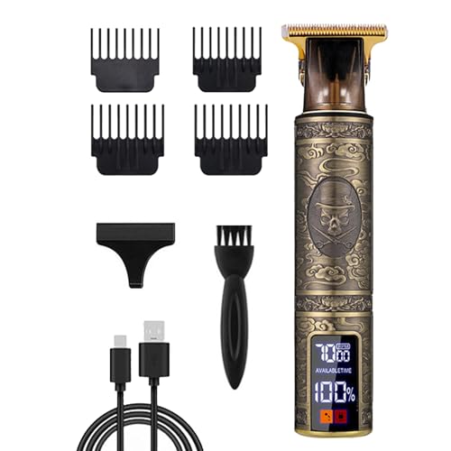 Cortacésped de pelo – Cortacésped inalámbrico, afeitadora recargable | Kit de aseo eléctrico con cargador USB, corte de precisión, pantalla LCD, herramienta de peluquería profesional para barba y