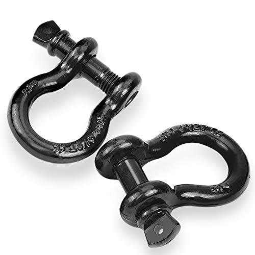 AUXMART D-Ring Shackles 7/8'' Black Heavy Duty 6.5 Ton 14330 LBs- Heavy Duty D Ring for Vehicle Recovery, Hauling, Stump Removal, & More - Towing Accessory for Offroad Vehicles with D-Ring Mounts