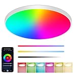 DOMIRA Smart LED Ceiling Light 30W, RGB + Adjustable White 2700K-6500K, 2000LM, Alexa & Google Compatible, Ø30cm, with/Without Remote Options (Without Remote)