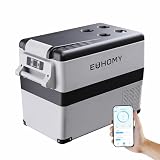 EUHOMY 12 Volt Refrigerator, 48QT(45L) Electric Cooler, 12V Fridge APP Control, 12V Cooler -4℉~68℉, Portable Freezer 12/24V DC 100-240V AC for Camping, Travel, Home,Truck