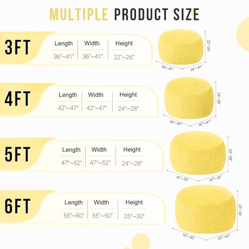 Image of 3FT Bean Bag Chair,Giant Bean Bag Chairs for Adults,Big Bean Bags with Memory Foam Filled, Large Beanbag Chairs with Chevron Plush Cover-Yellow