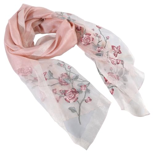 Bufanda de seda floral y hiyab bordado marrón para regalar calidez al hombre moderno 6