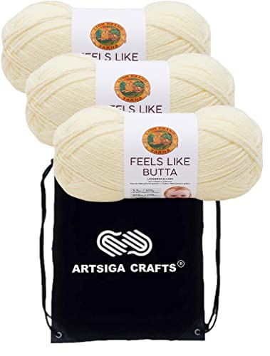 Image of Lion Brand Yarn Feels Like Butta 215-158 Lemon | 3 Skeins, Same Dye Lot, Project Bag, CYC #4 Worsted, 100% Polyester, Ideal for Crochet, Knitting Baby Blankets, Amigurumi