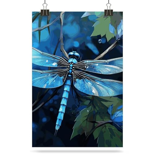 Stickers muraux libellule bleue au style vintage authentique - 7