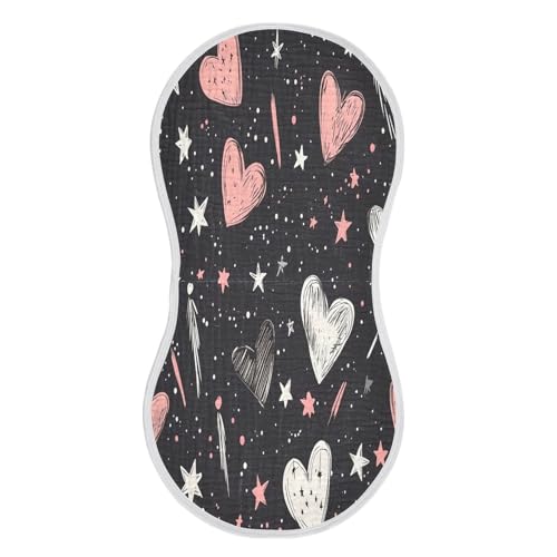 Stars and Hearts Plant Burp Cloths Cotton Baby Washcloths,Large 22x11in Burping Cloth Absorbent and Soft for Newborn Baby Boys and Girls,4 Pack
