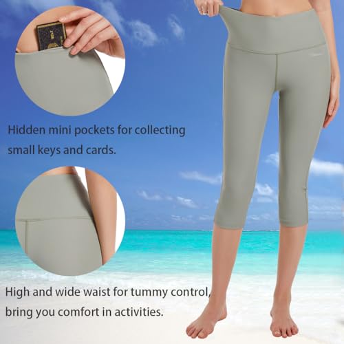 Image of Ubestyle UPF 50+ High Waist Women's Yoga Capri Leggings Swimming Tights Sun Protective