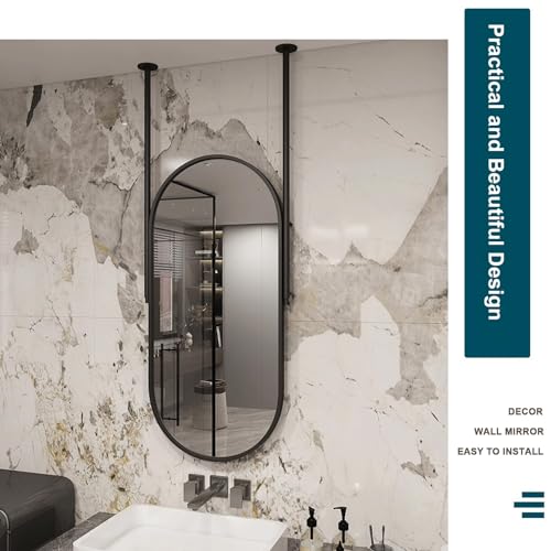 Miroir ovale suspendu de plafond pour coiffeuse lumineuse - 5