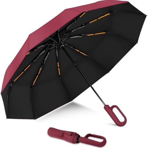 Image of Umbrella, Mini Folding Windproof & Compact UV Umbrella for Sun Protection Rain Windproof Strong Large 3 Fold for Women Handbags,3 Fold for Men Women, Stylish & Compact