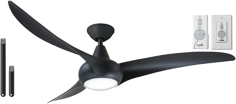 MINKA-AIRE F844-CL Light Wave 52" Ceiling Fan, Coal with Remote and Additional Wall Control and Additional Downrod