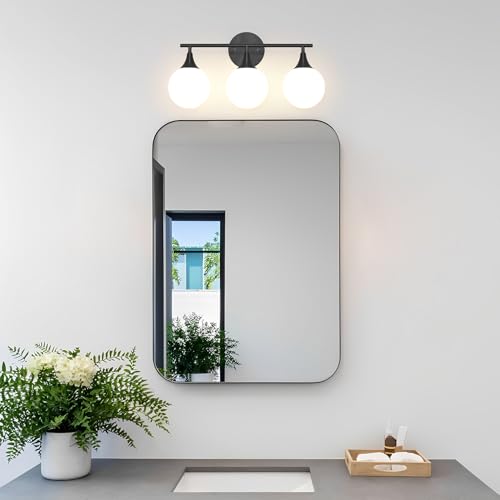 Image of Daunton Modern Matte Black Bathroom Vanity Light - Energy Efficient G9 Base Bathroom Lighting Fixtures Over Mirror, Anti-Glare 19 Inch Soft Illumination for Makeup & Shaving, Stylish and Affordable