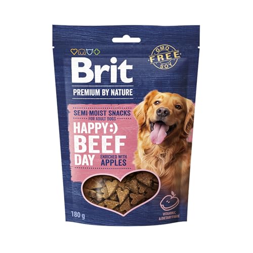 Brit Premium by Nature Dog halbfeuchte Snacks mit Rind & Apfel Hundeleckerlis für Verdauung & Immunsystem 180 g
