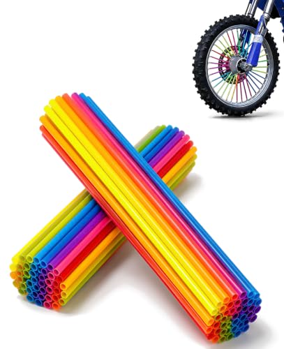Image of Universal Bicycle Bike Spoke Covers 72Pcs Motorcycle Spoke Wraps, Dirt Bike Spoke Skin, Pipe Trim for 8 inch-21 inch Spoke Rims Spoke Covers Decoration Protector YZ50 YZ125 YZ250 (Colorful)