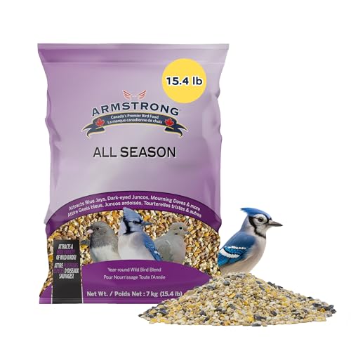 Armstrong Wild Bird Food All Season Bird Seed Blend, 15.4 Pounds - with Cut Corn, Wheat, White & Red Millet, Black Oil Sunflower Seeds for Blue Jays, Dark-Eyed Juncos and Mourning Doves