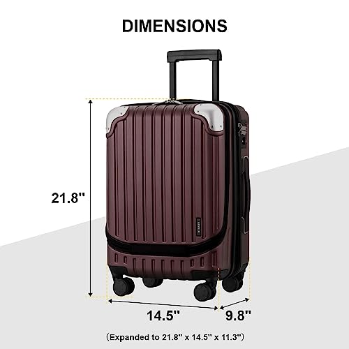 Level8 Grace Ext Carry On Luggage, 20” Expandable Hardside Suitcase, Abs+Pc Harshell Spinner Luggage With Tsa Lock, Spinner Wheels - Red, 20” Carry-On #TOP7