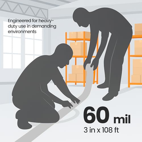 Image of DuraMark EC700 Floor Marking Tape for Concrete and Pavement | Industrial Marking Tape for Warehouses | Long-Lasting | High Durability, White, 3 Inches by 108 Feet