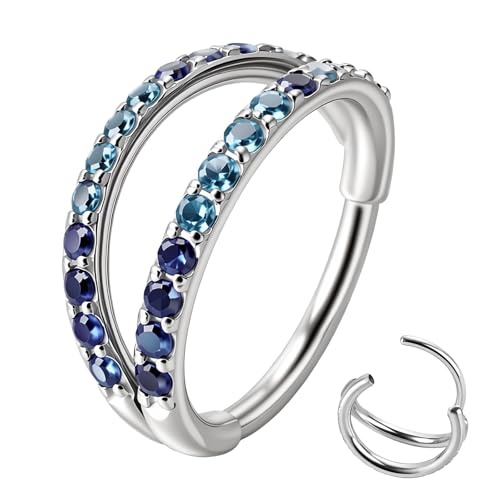 Jwtobkz 20/16G CZ Hinged Nose Rings Hoop, 316L Surgical Stainless Steel Cartilage Earring, Septum Clicker Ring, Daith Helix Rook Tragus Conch Lip Lobe Piercing Jewelry