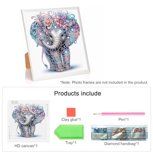 Image of AiYuanzsh 5D Special Shape Diamond Art Kits for Beginners, Diamond Art Painting Kits for Adults, Crystal Rhinestones Diamond Art Painting for Home Wall Decoration Gift 12x12 inch, Elephant
