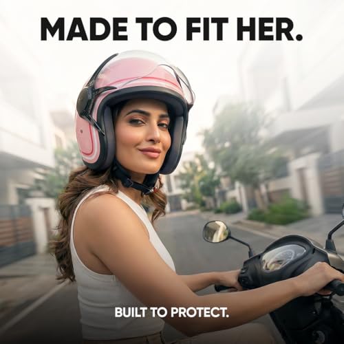 Image of TVS MissFit Women's Open Face Helmet | Lightweight Shell | Pastel Colors Designed Exclusively for Women | Extreme Comfort Fit for Girls | Clear Visor | DOT & ISI Certified