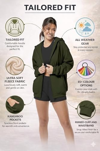 Image of FUNKY MONKEY - Women's Cute Hoodies Teen Girl Winter Jacket Sweatshirts Casual Drawstring Clothes Zip Up Hoodie with Pocket