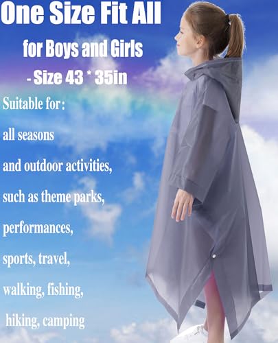 Image of Rain Poncho for Kids(2 Pack) Waterproof Reusable EVA Raincoat One Size Rain Jackets for Children,Boys and Girls
