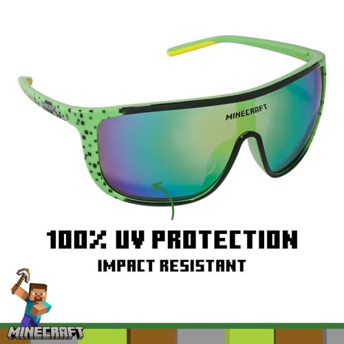Image of ARKAID Minecraft Boys Sunglasses | Official Minecraft Gear | 100% UV Protection | Official Minecraft Boys Sunglasses and Sports Wraps | Impact Resistant | Gift Idea | Fits Most Kids