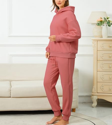 Colorful world Fleece Lined Lounge Sets for Women 2 Piece Outfits Tracksuit Pullover Hoodies Tops Sweatpants Sweatsuits3