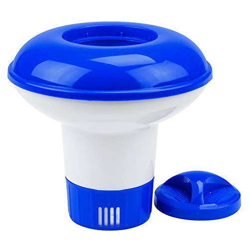 Feketeuki Plastic Chemical Tablet Floating Dispenser Bromine Tablet Holder Automatic Pool Chemical Dispenser for Swimming Pool Spa - Blue & White