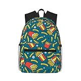 Novastar Mochila de viaje para ordenador portátil para hombres y mujeres, bonita mochila con patatas fritas azules, ligera con correas ajustables, mochila de playa resistente al agua, mochila de viaje
