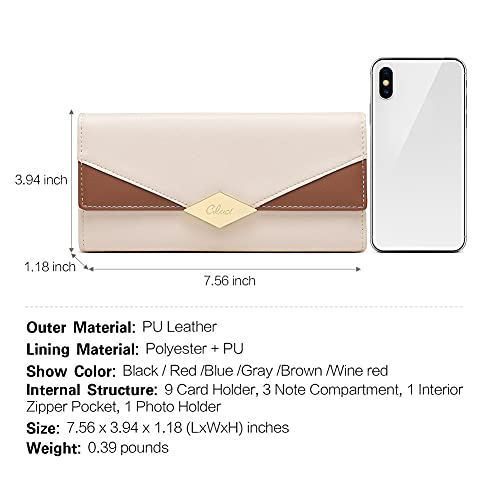 Cluci Women Wallet Soft Leather Designer Trifold Multi Card Organizer Lady Clutch Beige #TOP3
