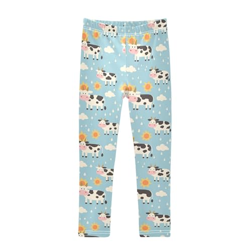 Cute Cow Girls' Leggings Toddler Doodles Clouds Rain Kids Yoga Pants Dance Active Tights 4T