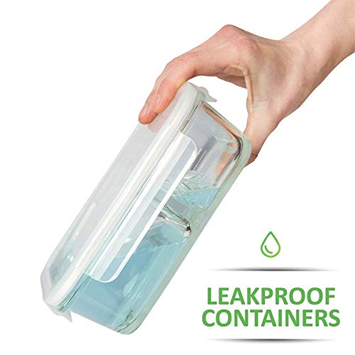 Prep Naturals Glass Meal Prep Containers Glass 2 Compartment (3 Pack) - Glass Food Storage Containers - Glass Storage Containers with Lids - Divided Glass Lunch Containers Food Container 24 Ounce - Thumbnail 7