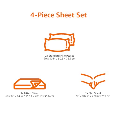 Amazon Basics Cotton Jersey 4-Piece Soft, Breathable, Wrinkle-Free Bed Sheet Set, Queen, Oatmeal, Solid - Image 6