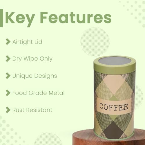 Image of Brit Collection Airtight Containers| Set of 3-850ML| Olive Green| Metal Kitchen Storage Jars for Tea Coffee Sugar| Vacuum Sealed, Moisture Proof, Food Grade Canisters for Freshness