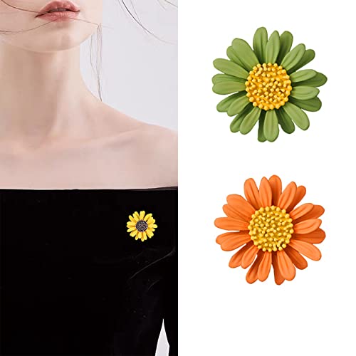 Image of Colorful Daisy Sunflower Brooch Pins - Bohemian Style Flower Lapel Pins Badge Dress Neckline Pin for Women Girls