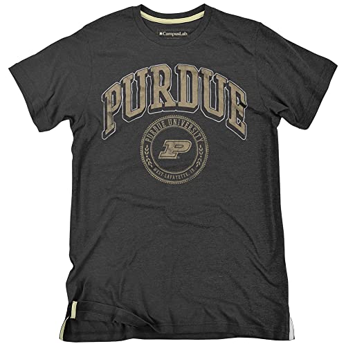 Purdue University Boilermakers Classic Seal Unisex Adult Heather T Shirt, Charcoal Heather, X-Large