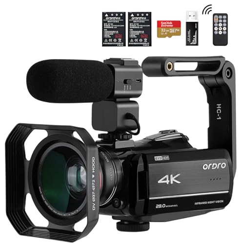 Caméscope 4K anti-tremblement avec micro pour vlogs YouTube nets