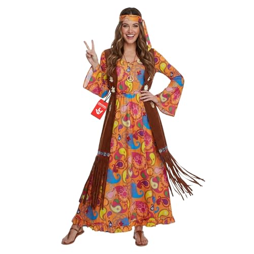 Morph Hippie Costume Women, 70s Costume For Women, 70s Long Dress, Womens 60s Halloween Costumes, Womens Halloween Costumes, XX-Large