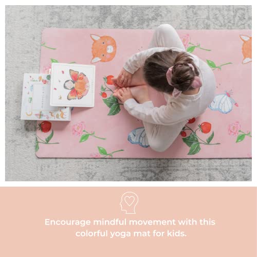 Mindful And Co Kids Printed Lightweight Children's Yoga Mat, 100% Recycled Rubber With Non-Slip Suede For Toddler Preschool & Elementary, Pink Sweet #TOP1